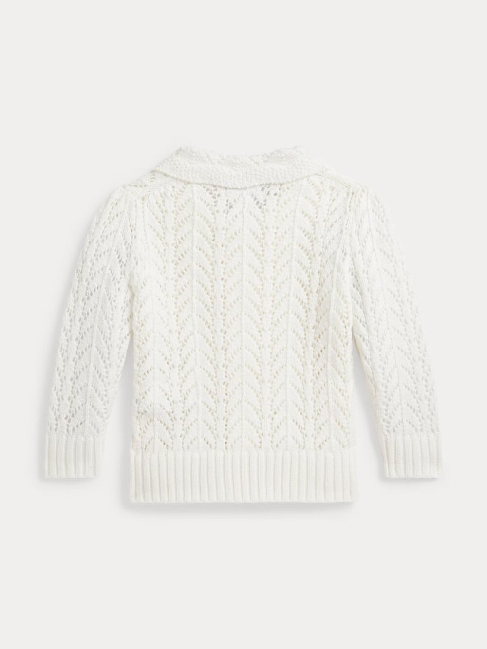 Elegant Ralph Lauren Pointelle-Knit 100% Cotton Collared Cardigan with Gift Box! - Picture 6 of 6